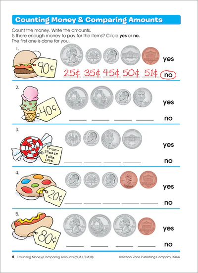 School Zone I Know It! Time Money And Fractions