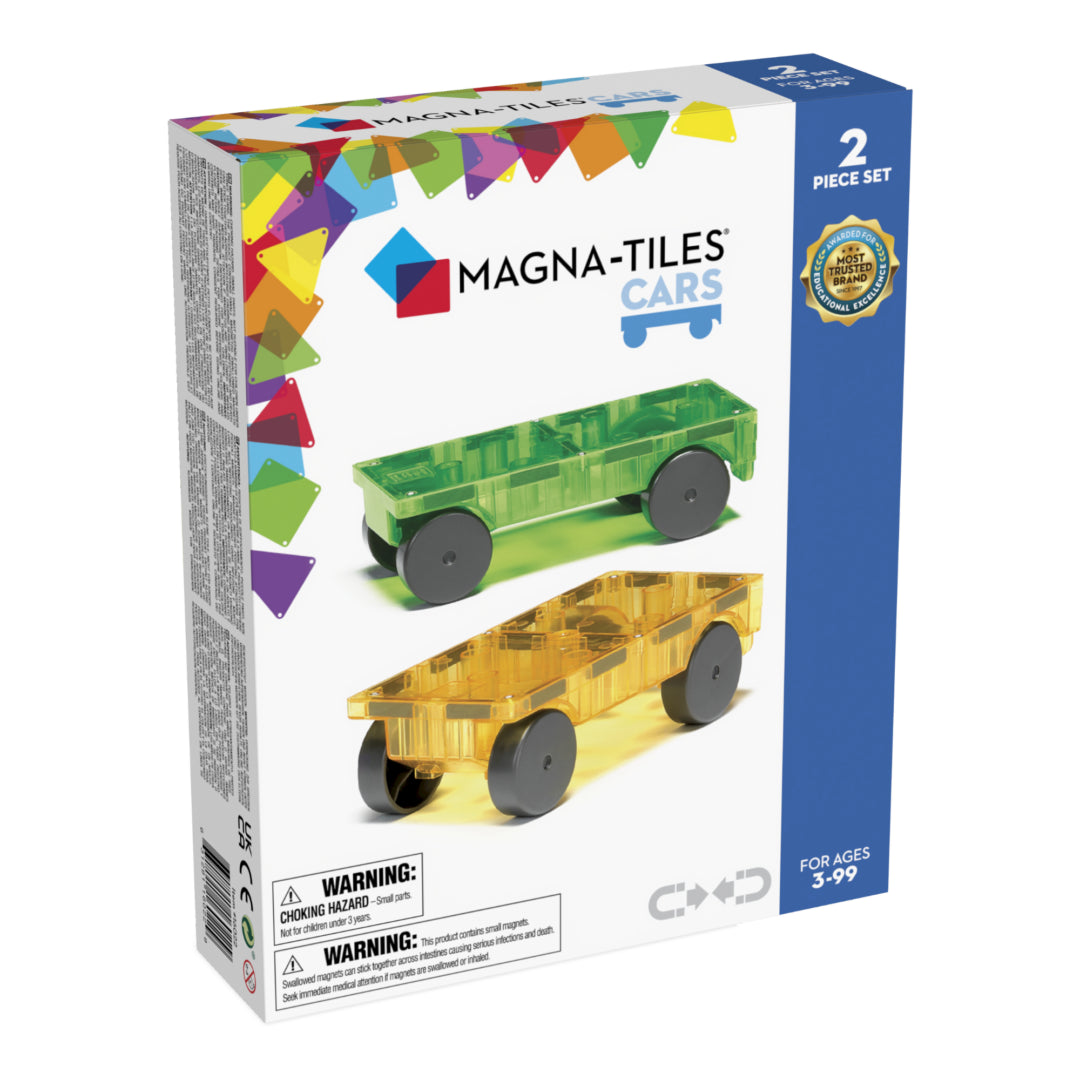 Magna-Tiles Cars 2-Piece Expansion Set: Green & Yellow