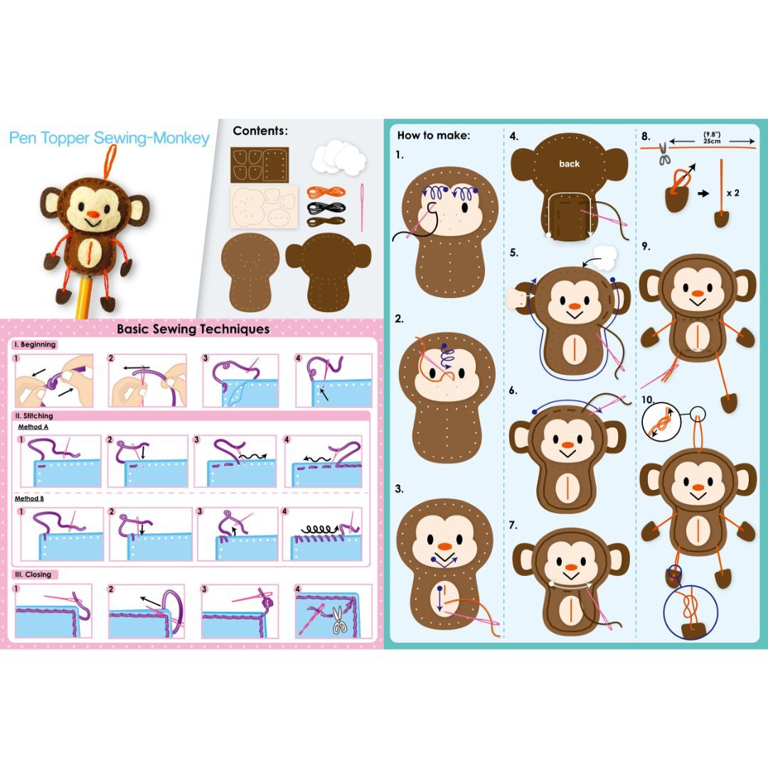 Avenir DIY Sewing Pen Topper - Monkey