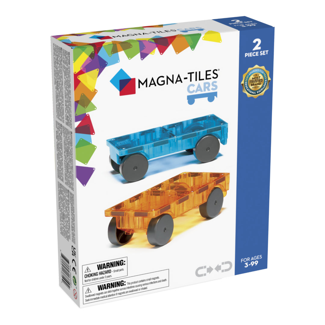 Magna-Tiles Cars 2-Piece Expansion Set: Blue & Orange