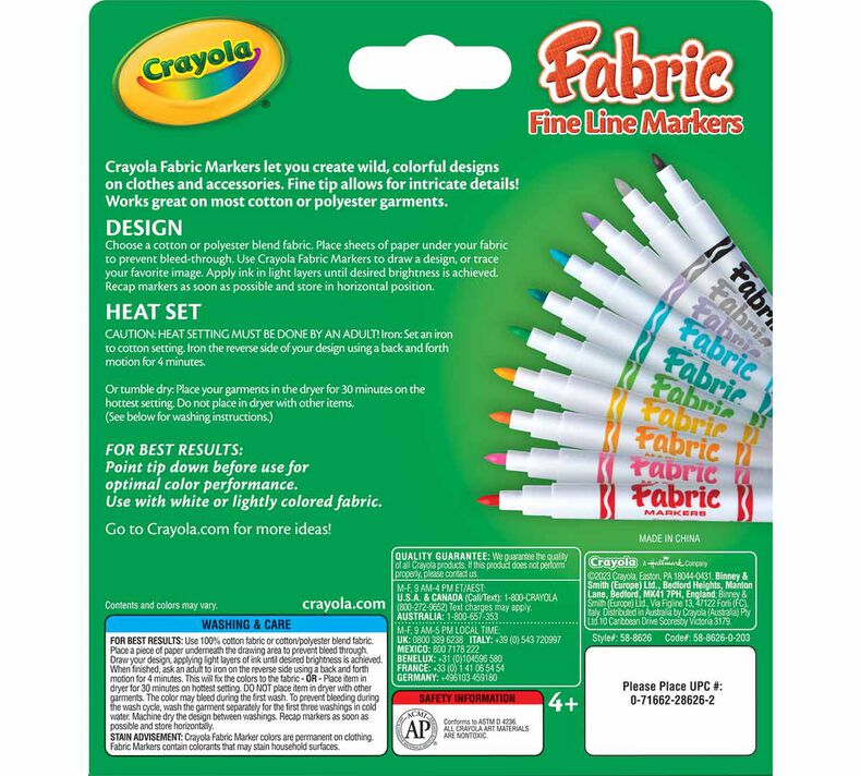 Crayola Fabric Fine Line Markers 10ct