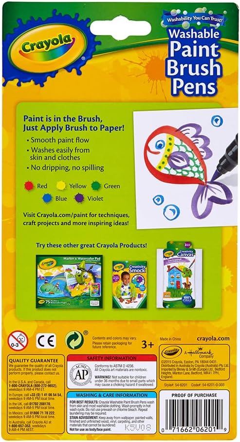 Crayola Washable Paint Brush Pen 5ct