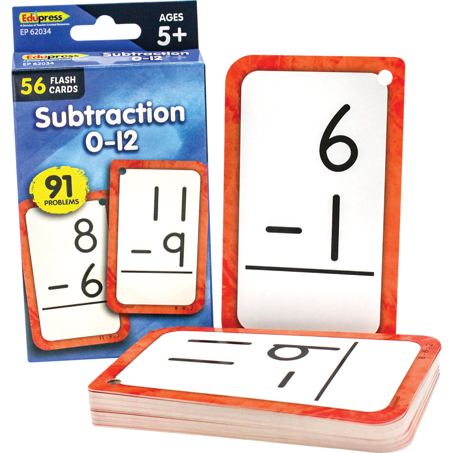 Teacher Created Resources Subtraction 0-12 Flash Cards