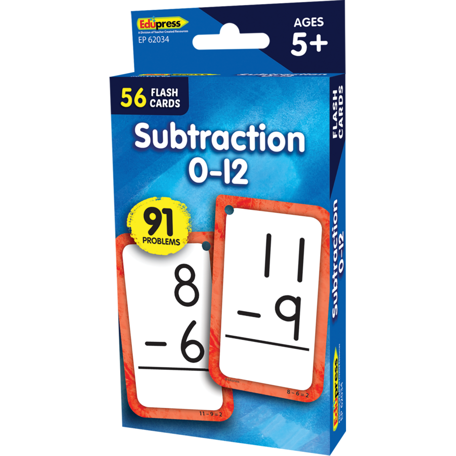 Teacher Created Resources Subtraction 0-12 Flash Cards