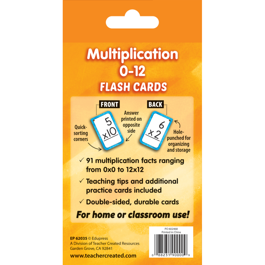 Teacher Created Resources Multiplication 0-12 Flash Cards