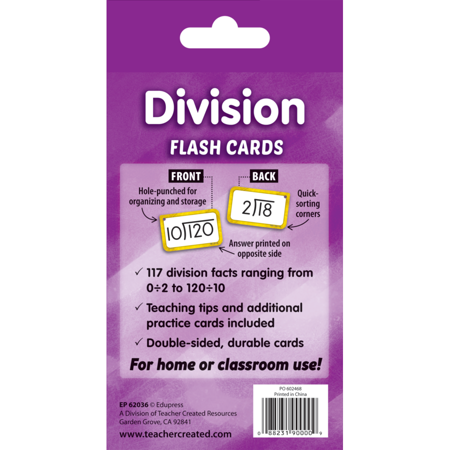 Teacher Created Resources Division Flash Cards