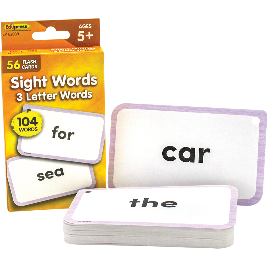 Teacher Created Resources Sight Words Flash Cards - 3 Letter Words