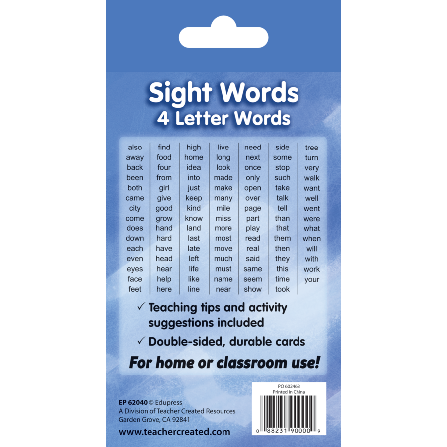 Teacher Created Resources Sight Words Flash Cards - 4 Letter Words