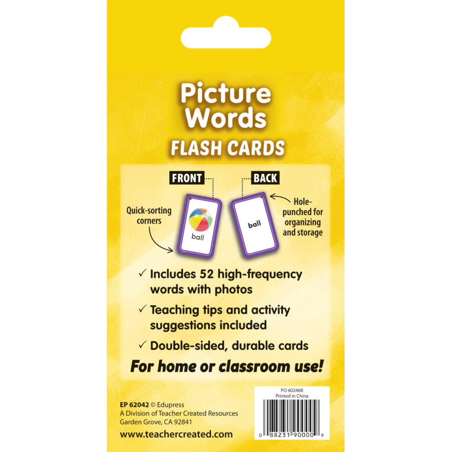 Teacher Created Resources Picture Words Flash Cards