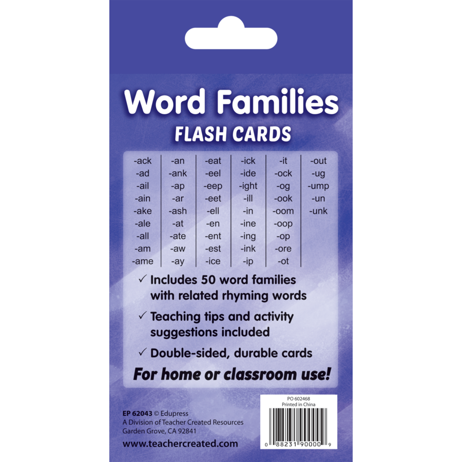 Teacher Created Resources Word Families Flash Cards