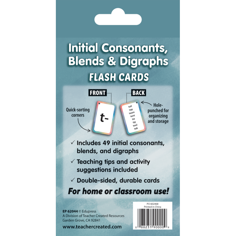 Teacher Created Resources Initial Consonants, Blends & Digraphs Flash Cards