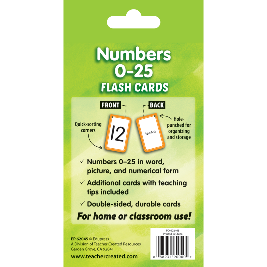 Teacher Created Resources Numbers 0-25 Flash Cards