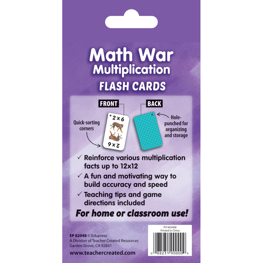 Teacher Created Resources Math War Multiplication Flash Cards