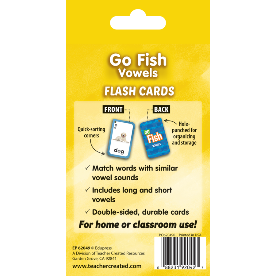 Teacher Created Resources Go Fish Vowels Flash Cards