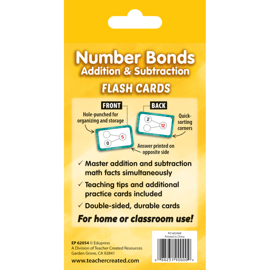 Teacher Created Resources Number Bonds Flash Cards - Addition And Subtraction