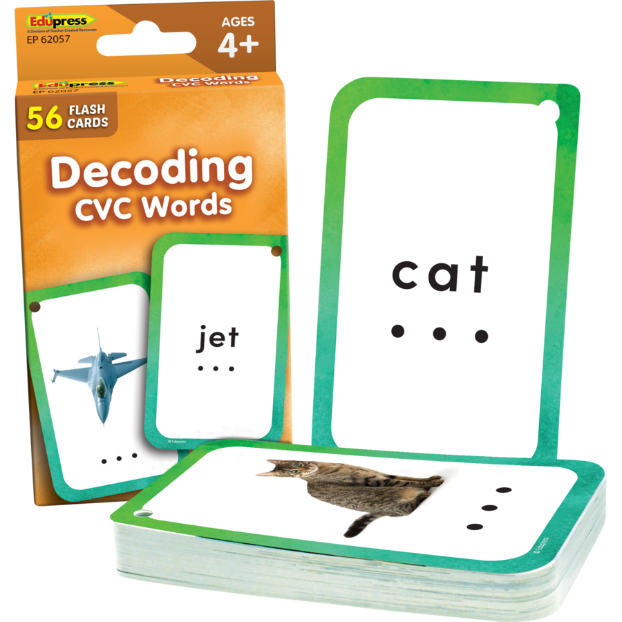 Teacher Created Resources Decoding CVC Words Flash Cards