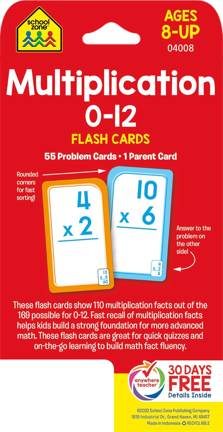 School Zone Flashcards: Multiplication 0-12