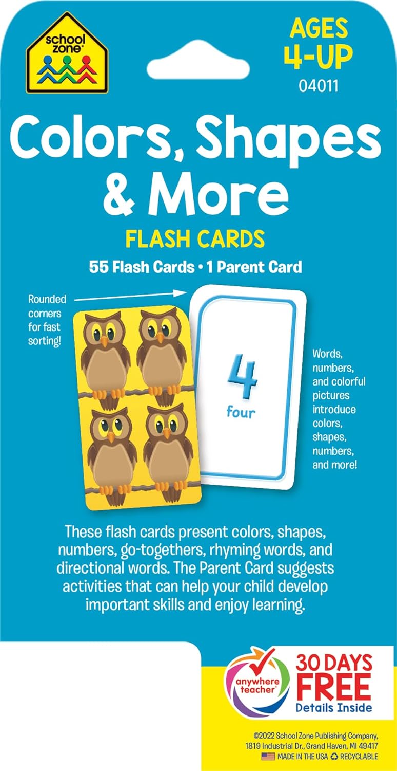 School Zone Flashcards: Colours, Shapes & More