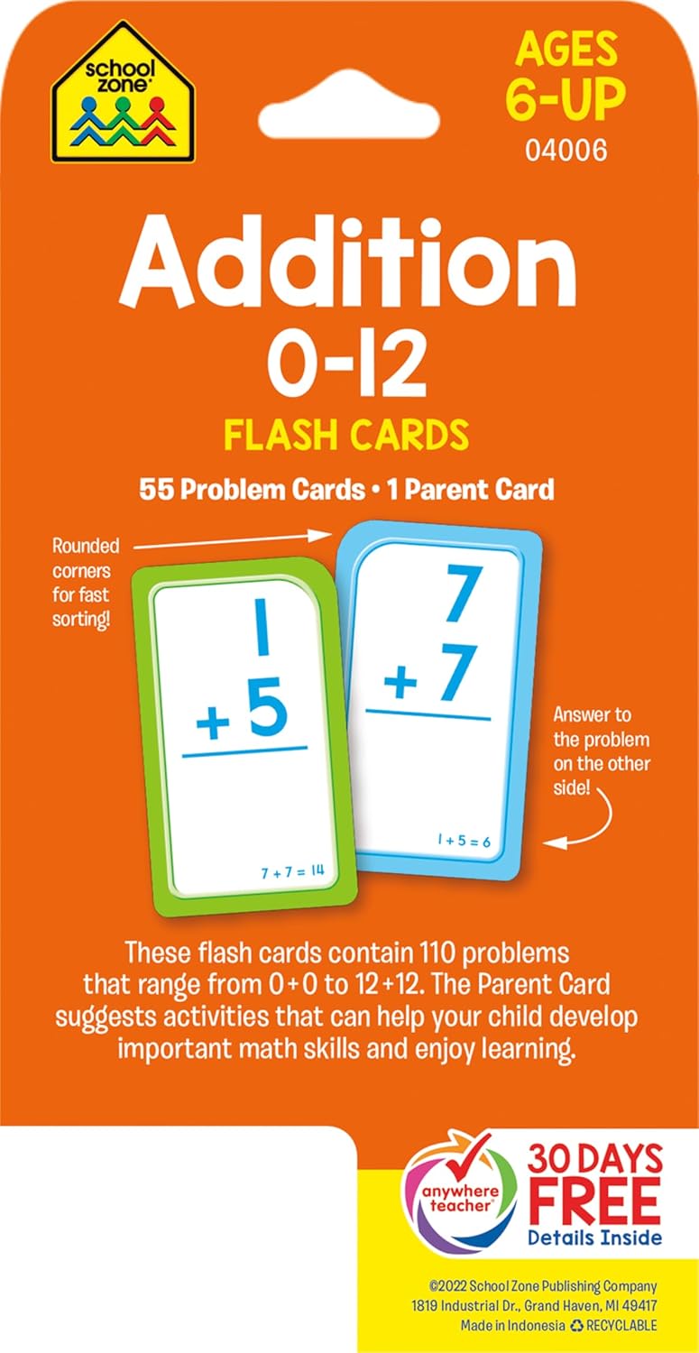 School Zone Flashcards: Addition 0-12