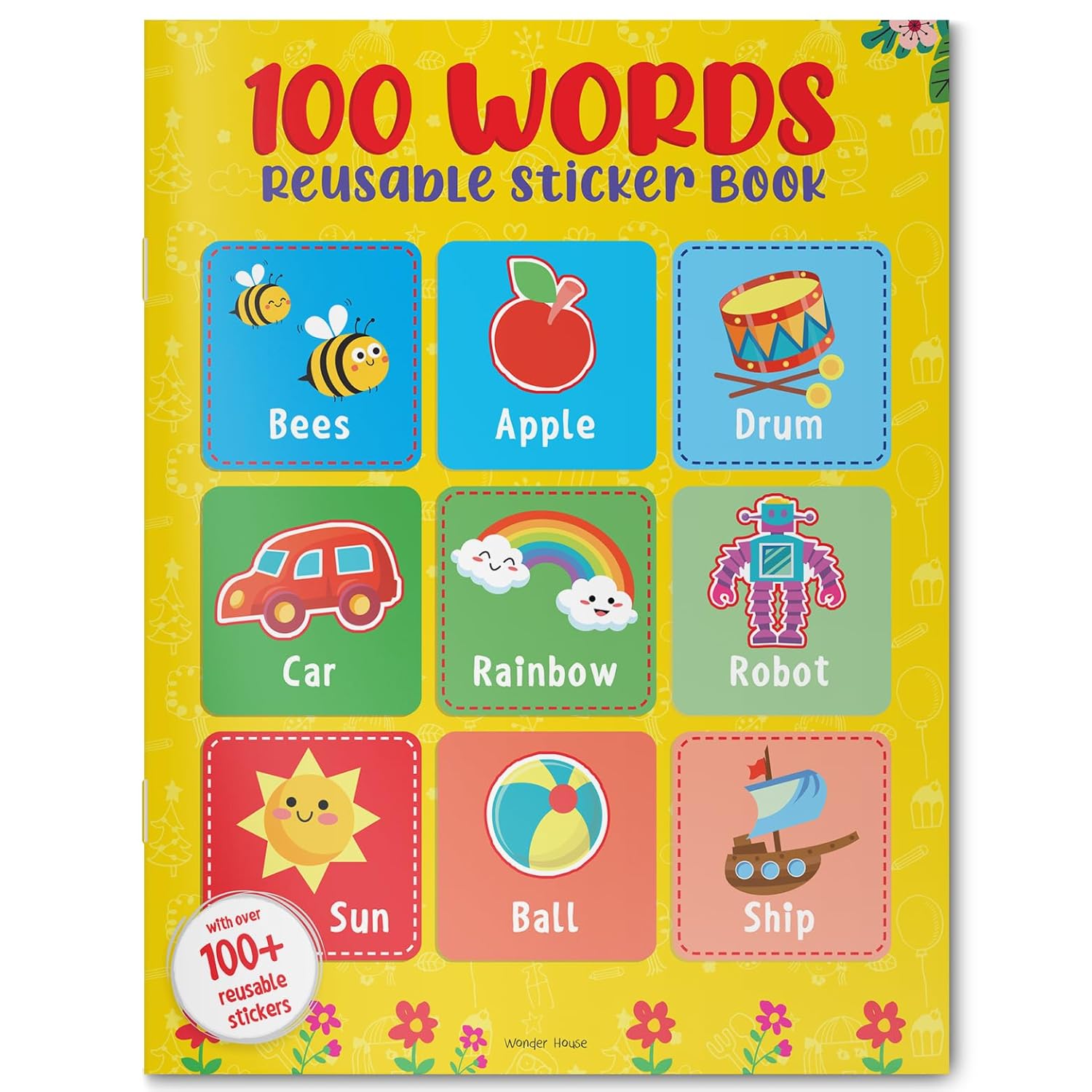 100 Words Reusable Sticker Book for Children