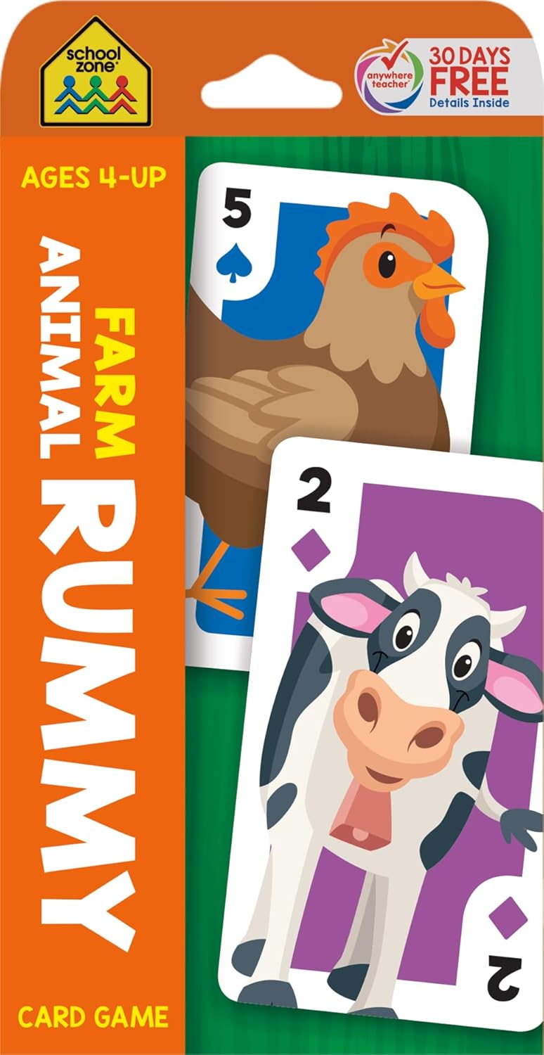 School Zone Farm Animal Rummy Flash Card Game