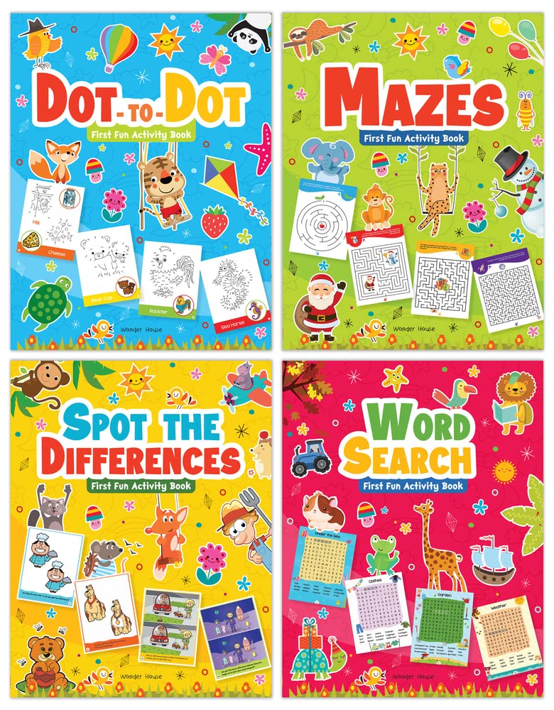 My First Fun Activity Boxset Of 4 Books: Spot The Difference, Mazes, Word Search & Dot To Dot