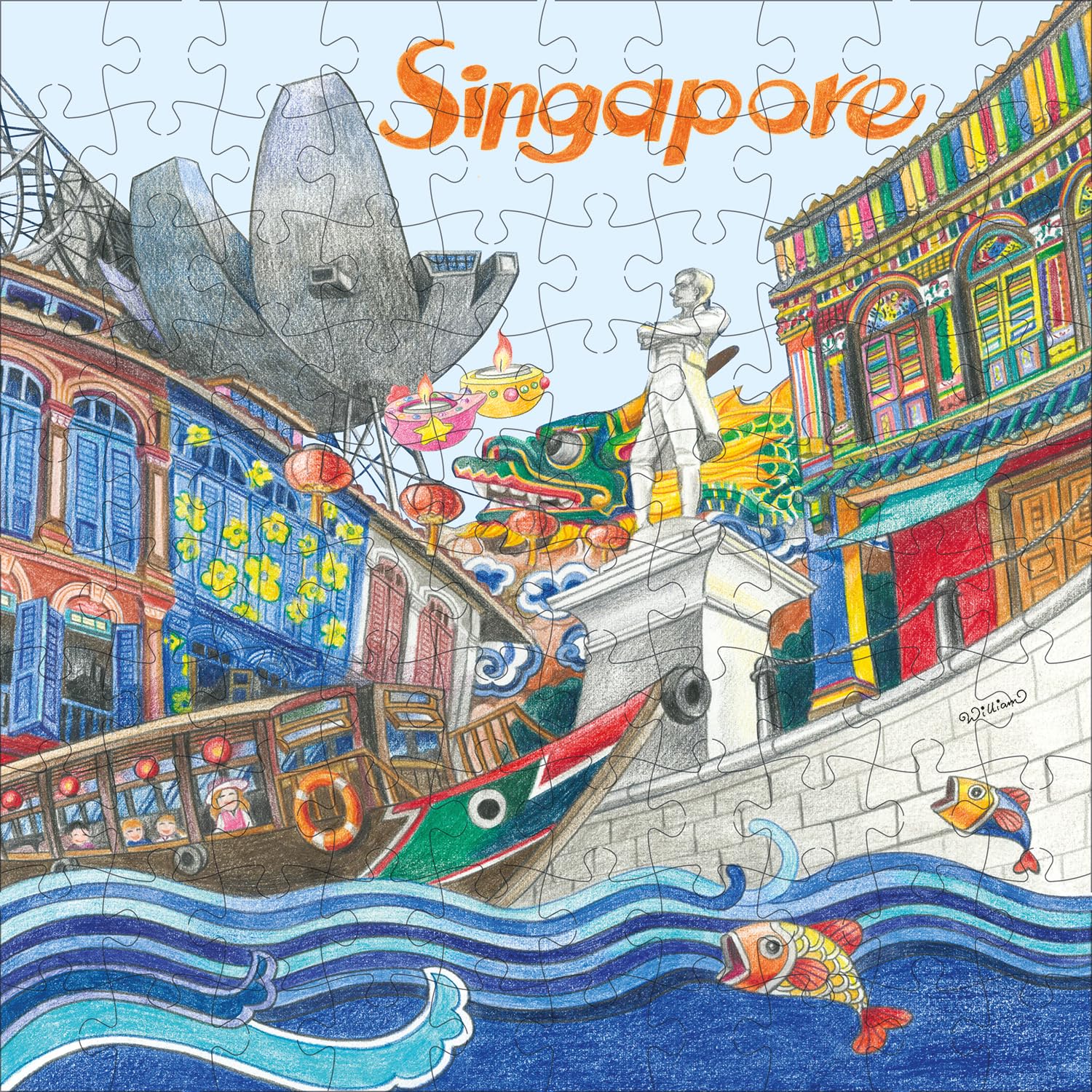 Singapore 100-piece Jigsaw Puzzle: Out & About Lion City