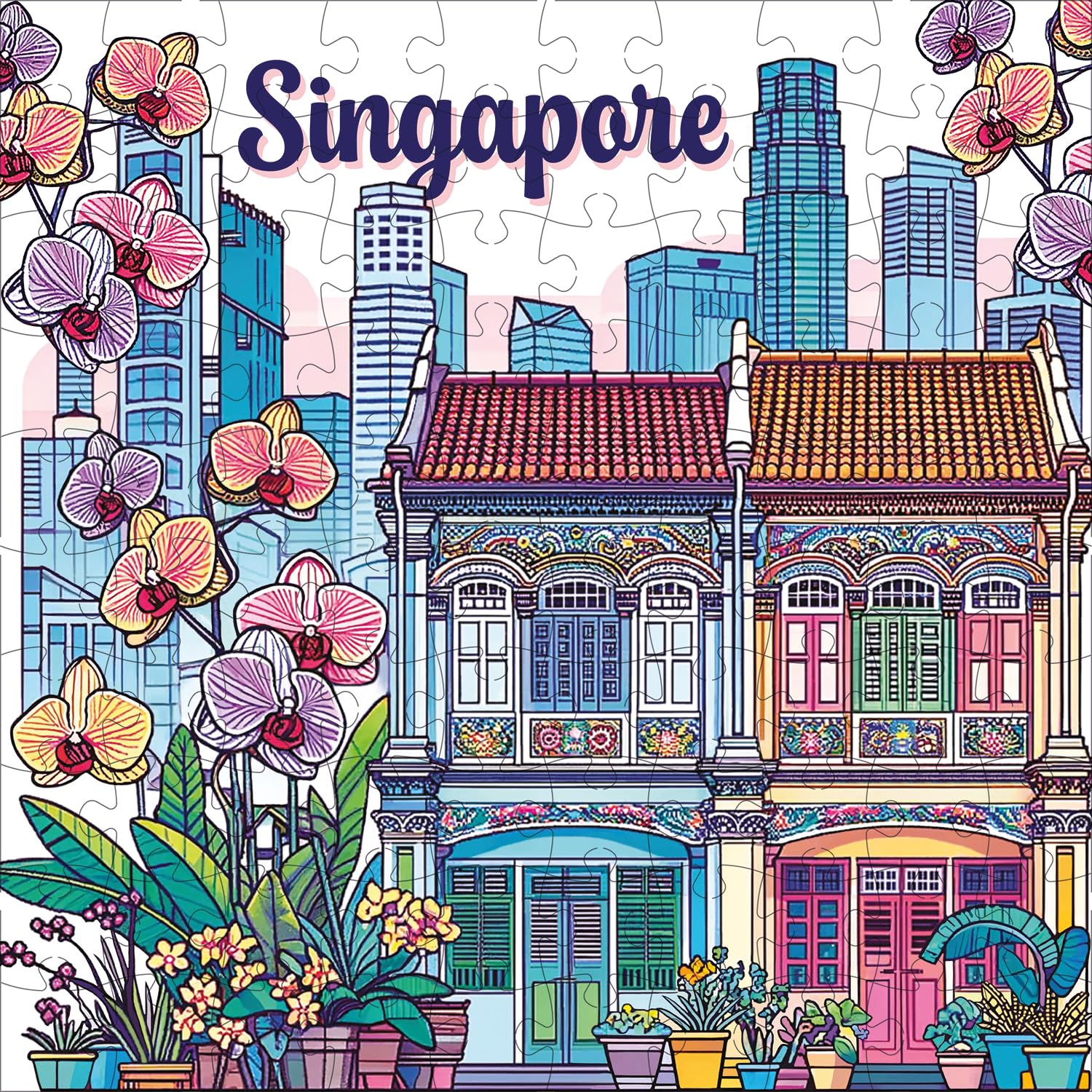 Singapore 100-piece Jigsaw Puzzle: Shophouses