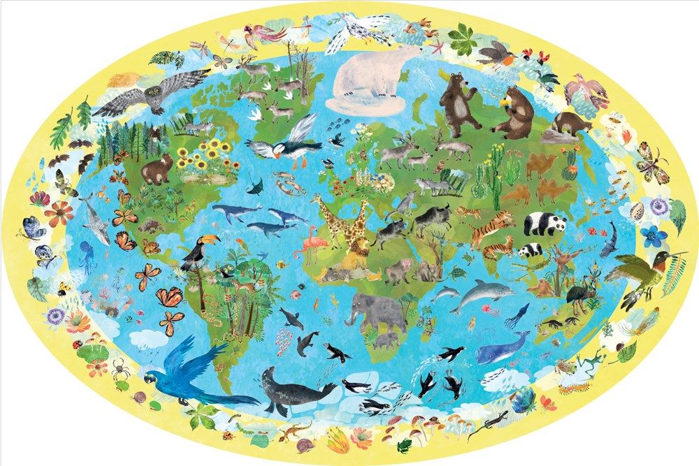 The Big Biodiversity Puzzle: A Shaped Jigsaw Puzzle by Yuval Zommer