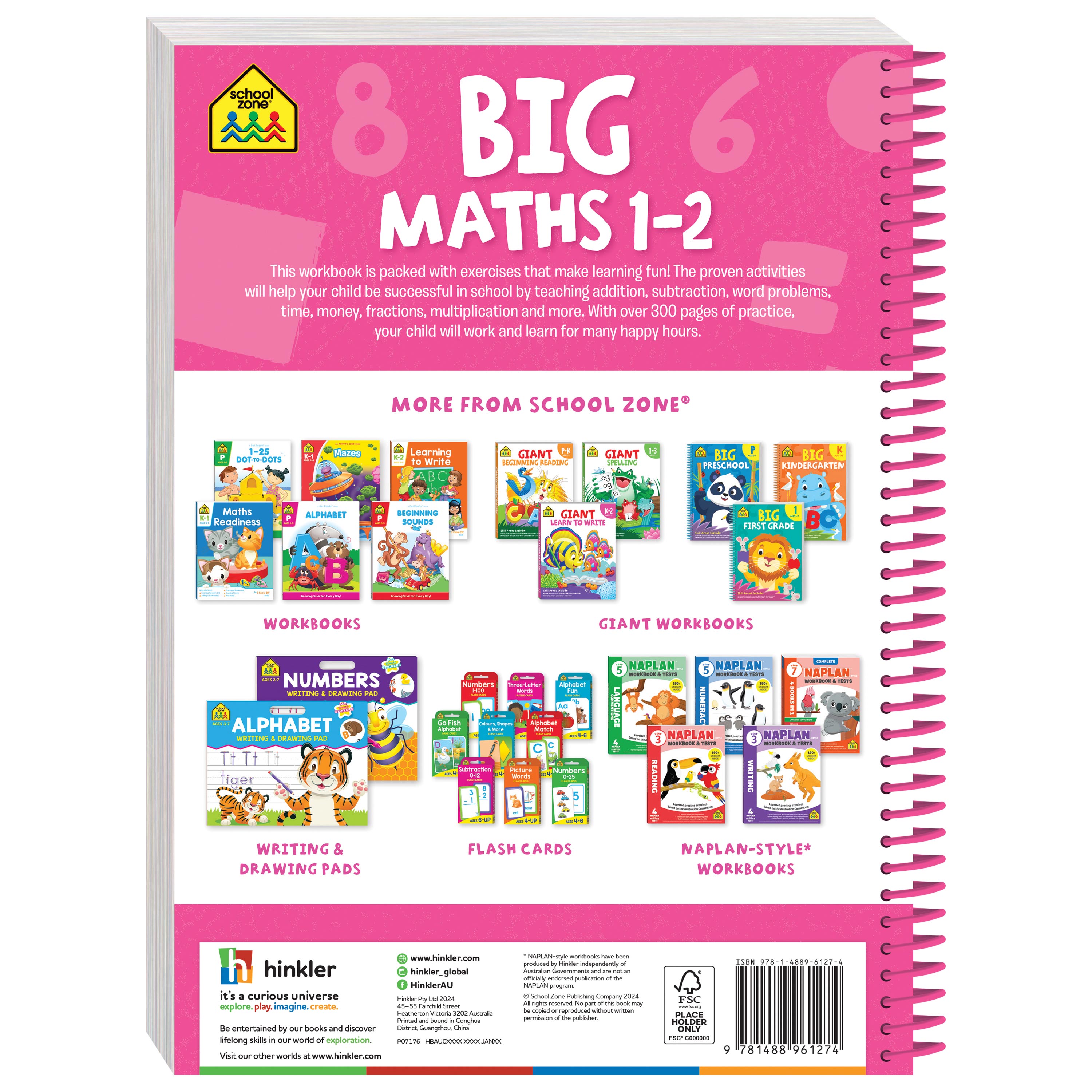 School Zone Big Spiro Workbook Maths: Grades 1-2 (Ages 6-8)