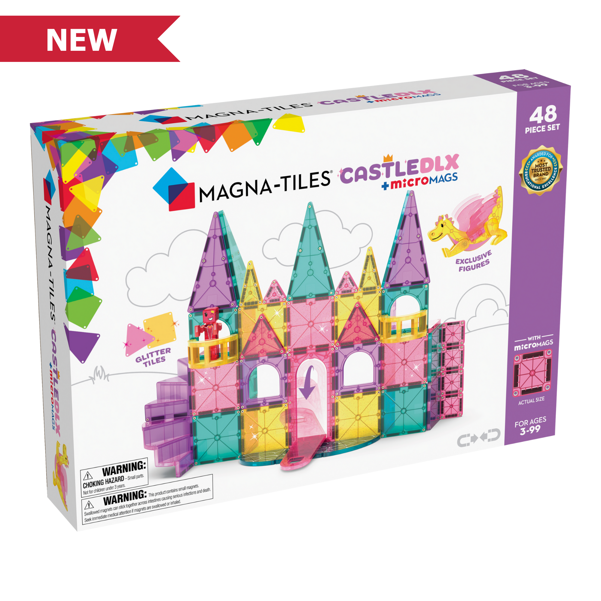 Magna-Tiles Castle DLX + Micromags: 48-Piece Set