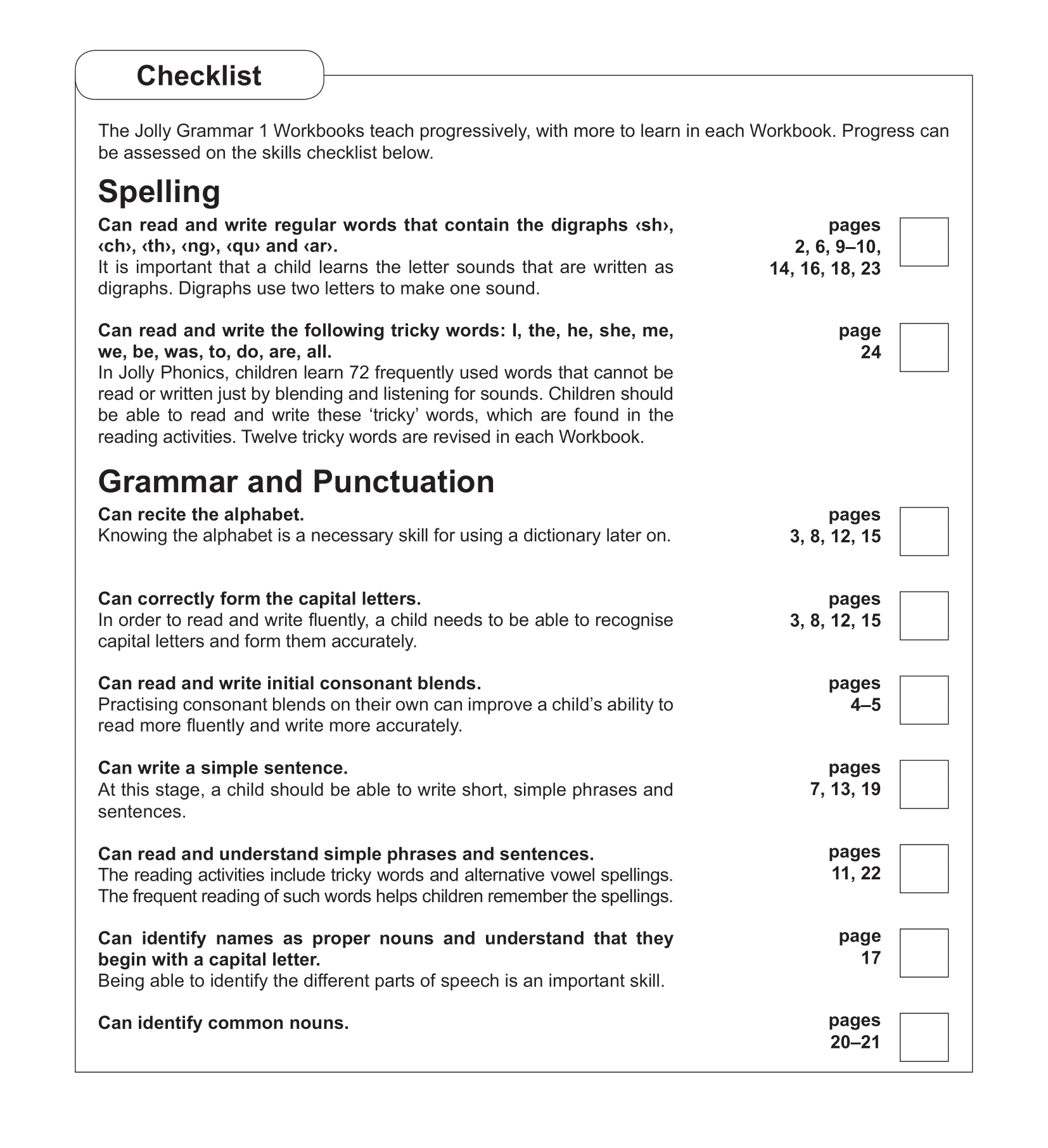 Jolly Grammar 1 Workbook 1