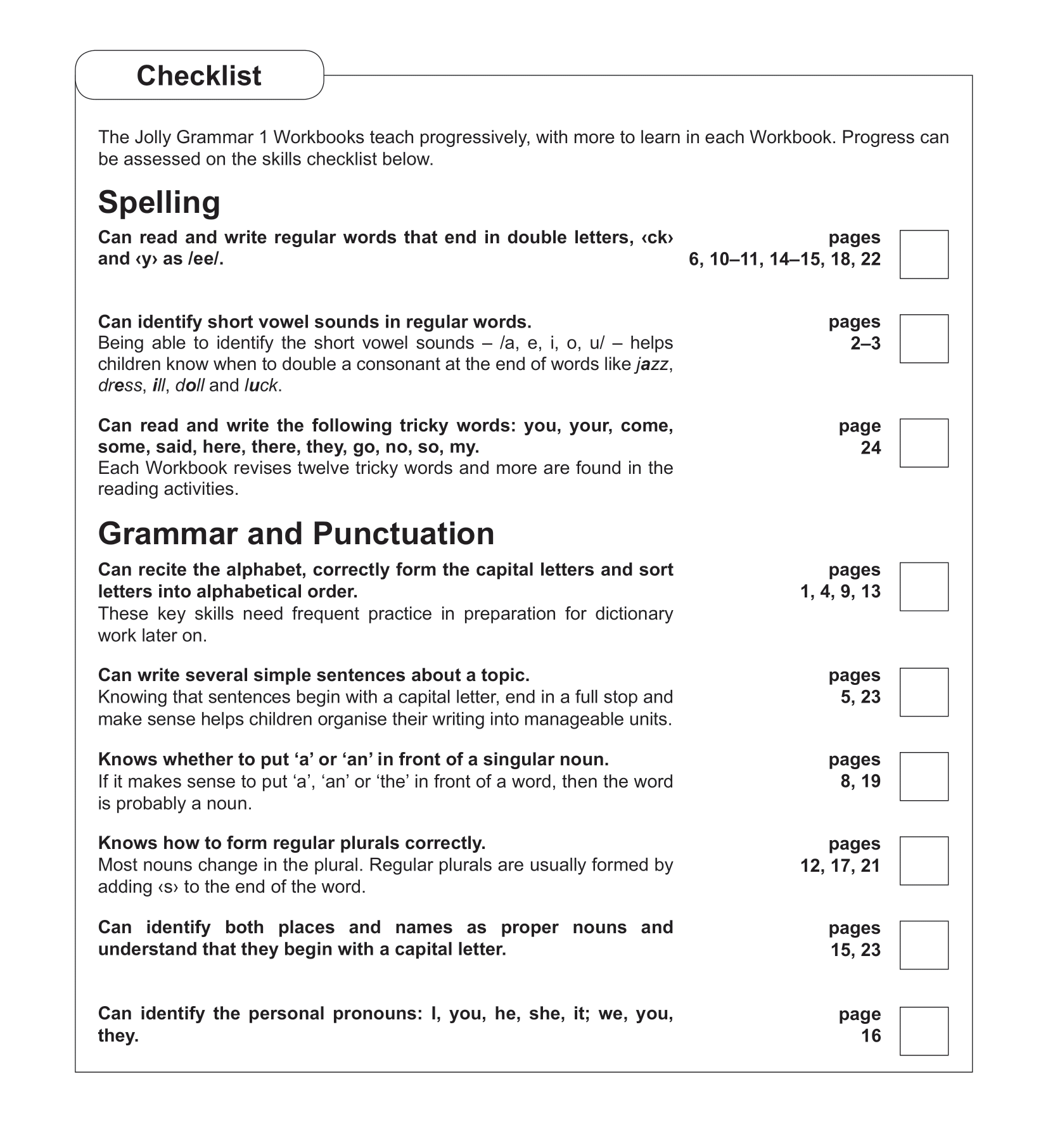 Jolly Grammar 1 Workbook 2