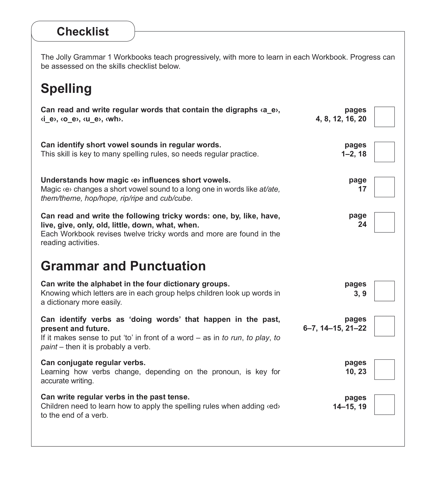 Jolly Grammar 1 Workbook 3