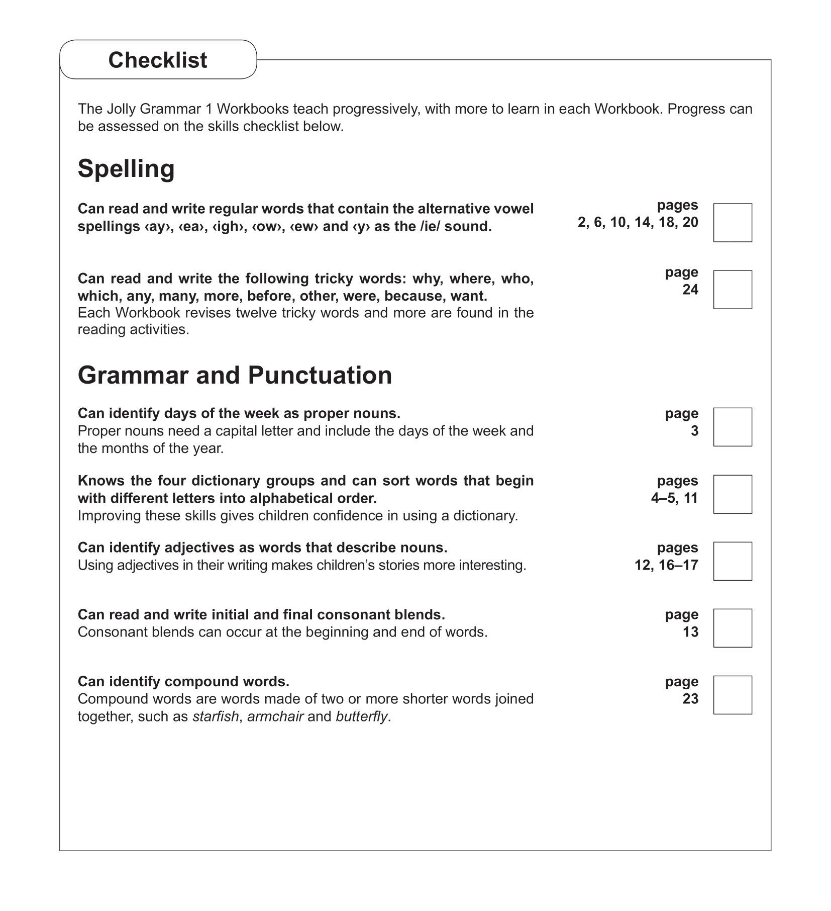 Jolly Grammar 1 Workbook 4