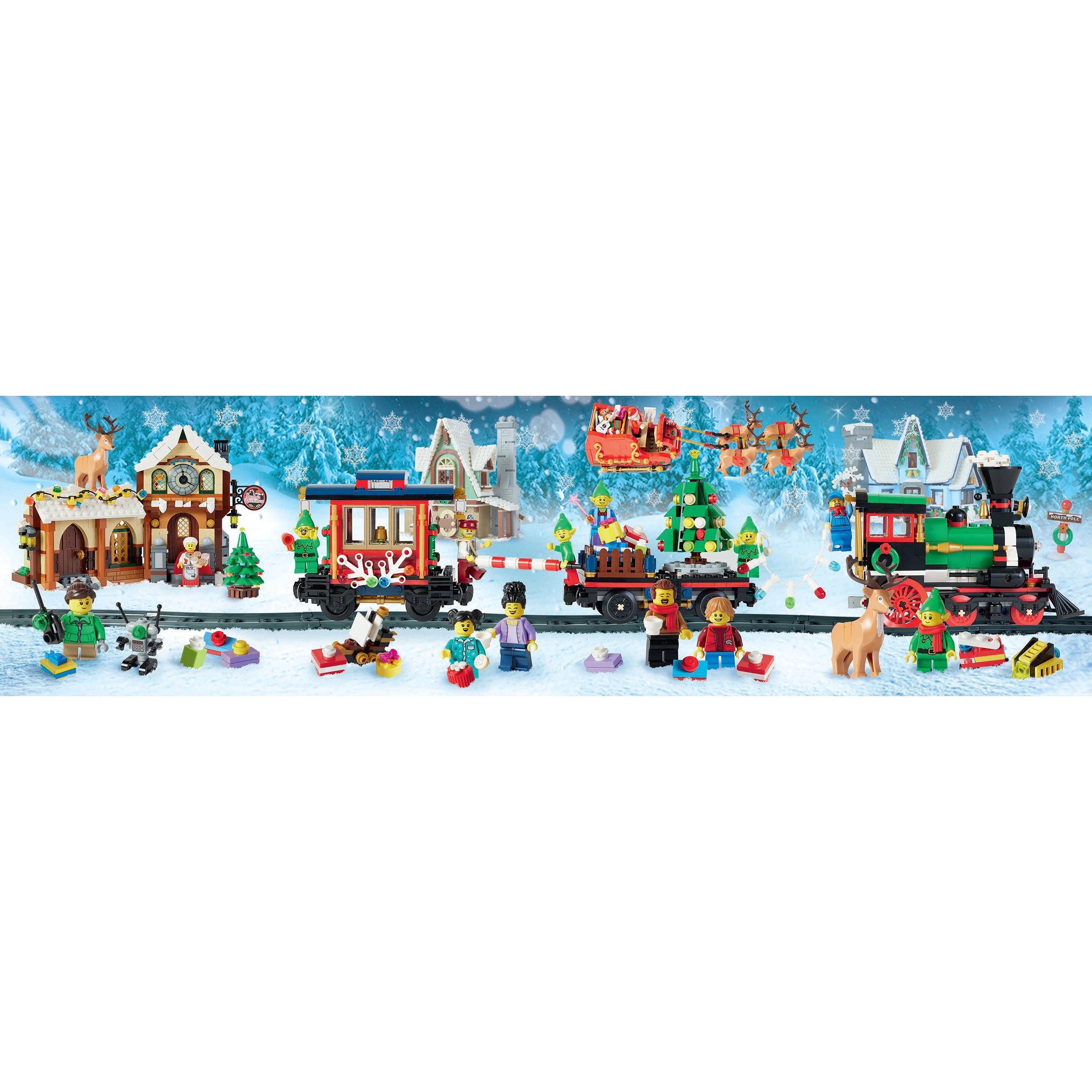 LEGO Christmas Train Puzzle (4 Connecting 100-Piece Puzzles)