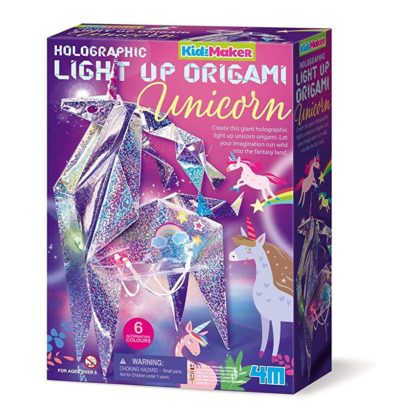 4M KidzMaker Holographic Light-Up Origami Unicorn