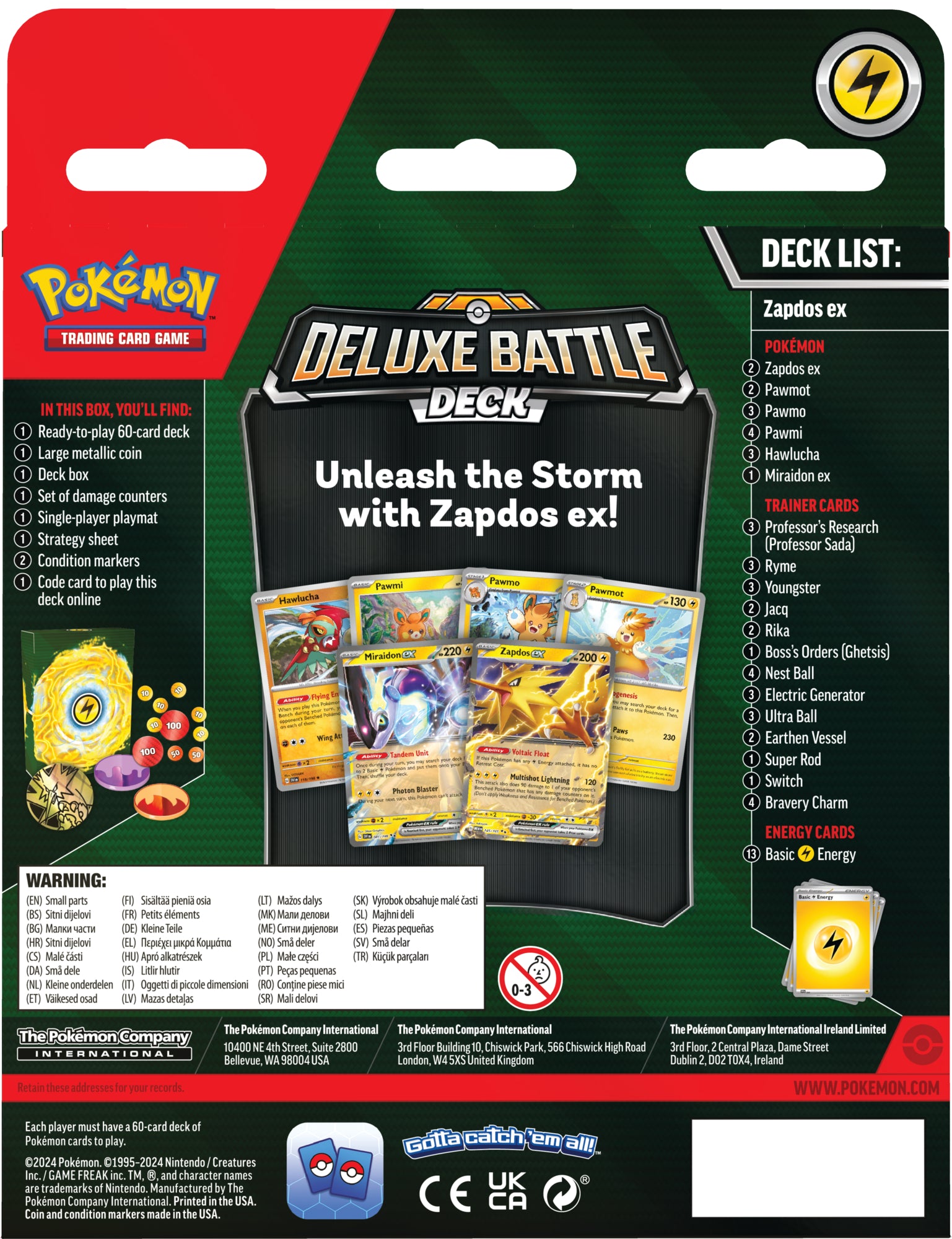 Pokemon TCG Deluxe Battle Deck Zapdos ex