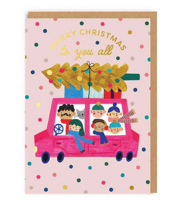 Ohh Deer Merry Christmas Pink Family Car