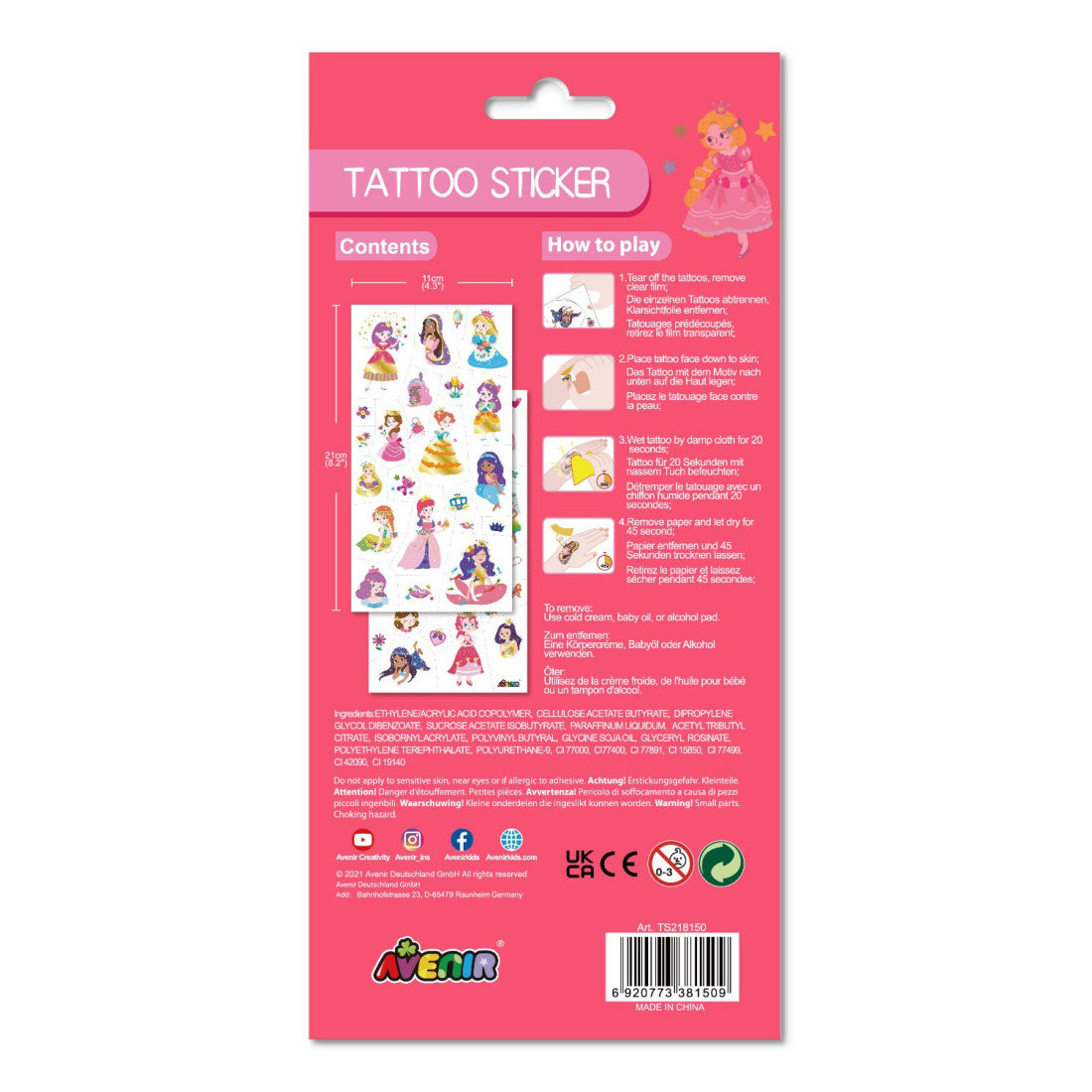 Avenir Tattoo Sticker - Princess