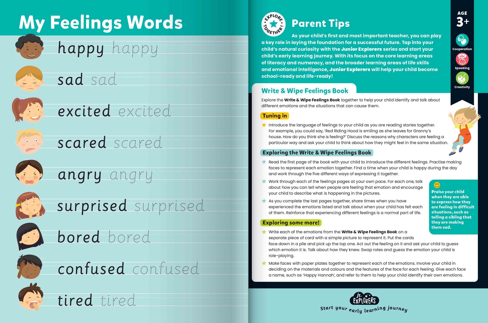 Junior Explorers Write and Wipe: Feelings Book