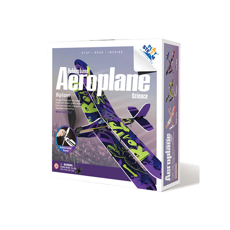 PlaySTEM Rubber Band Airplane Science - Biplane