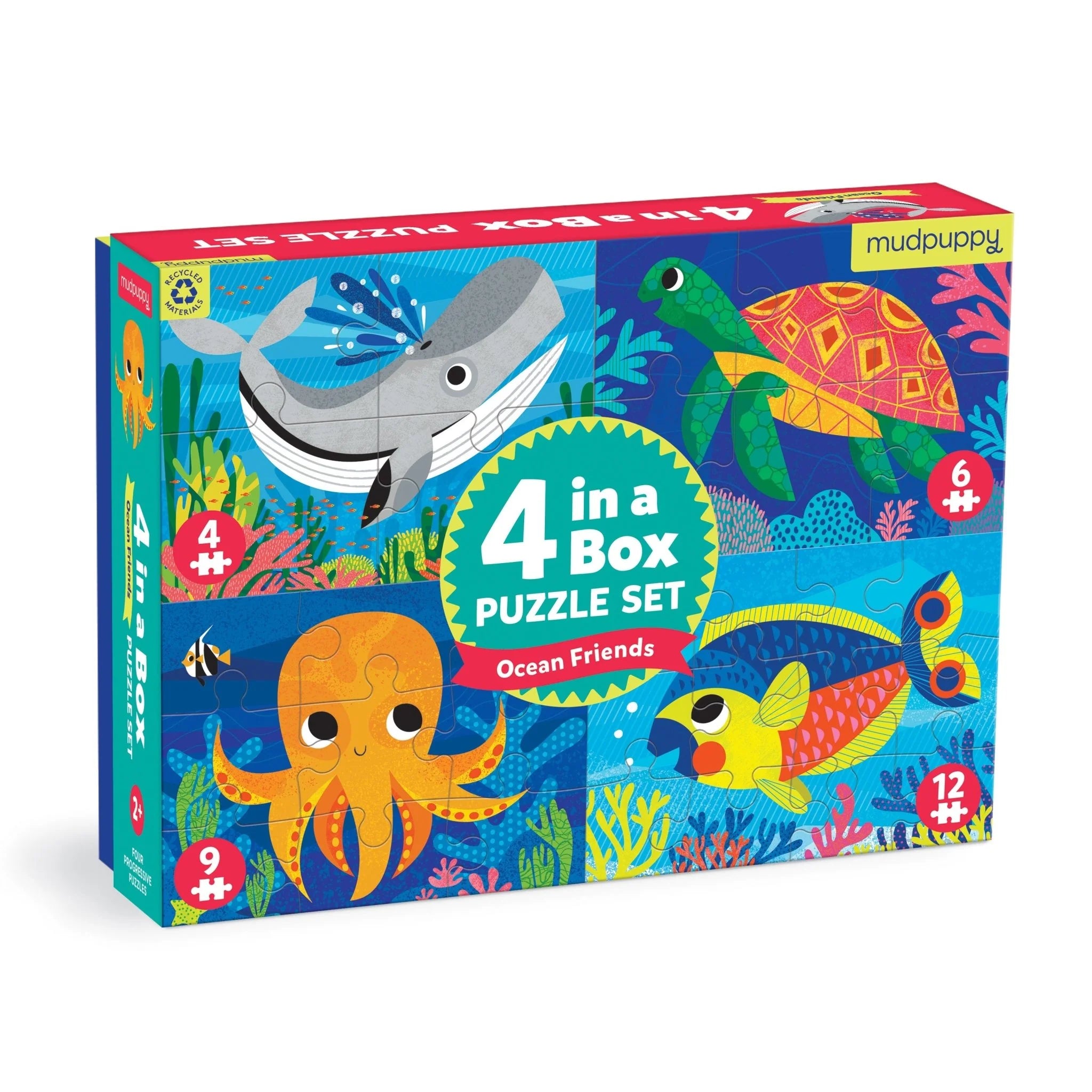 Mudpuppy 4-In-A-Box Puzzle Set: Ocean Friends