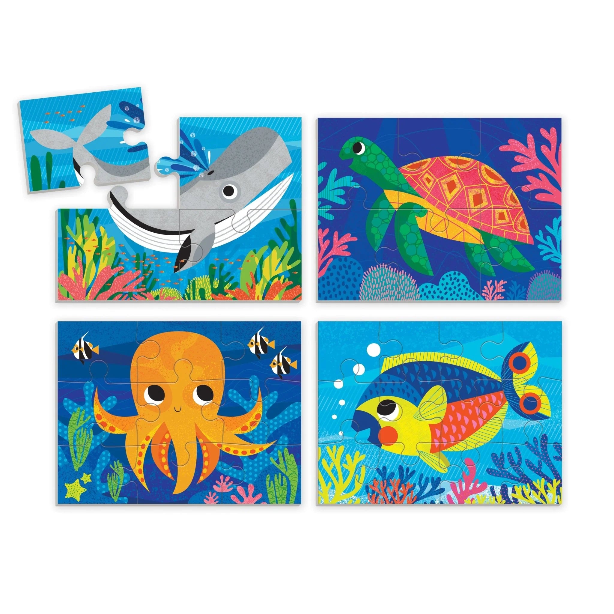 Mudpuppy 4-In-A-Box Puzzle Set: Ocean Friends