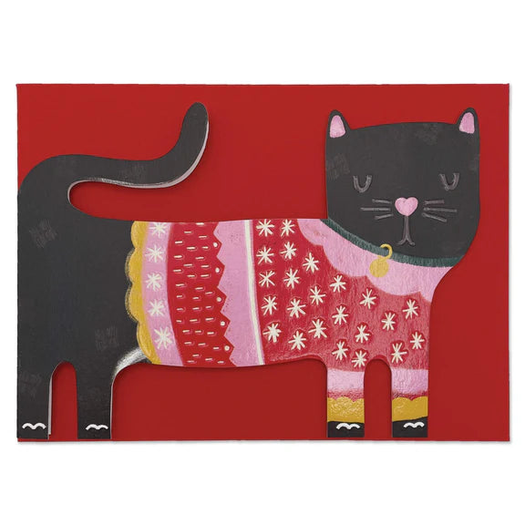 Raspberry Blossom Black Cat in Christmas Jumper