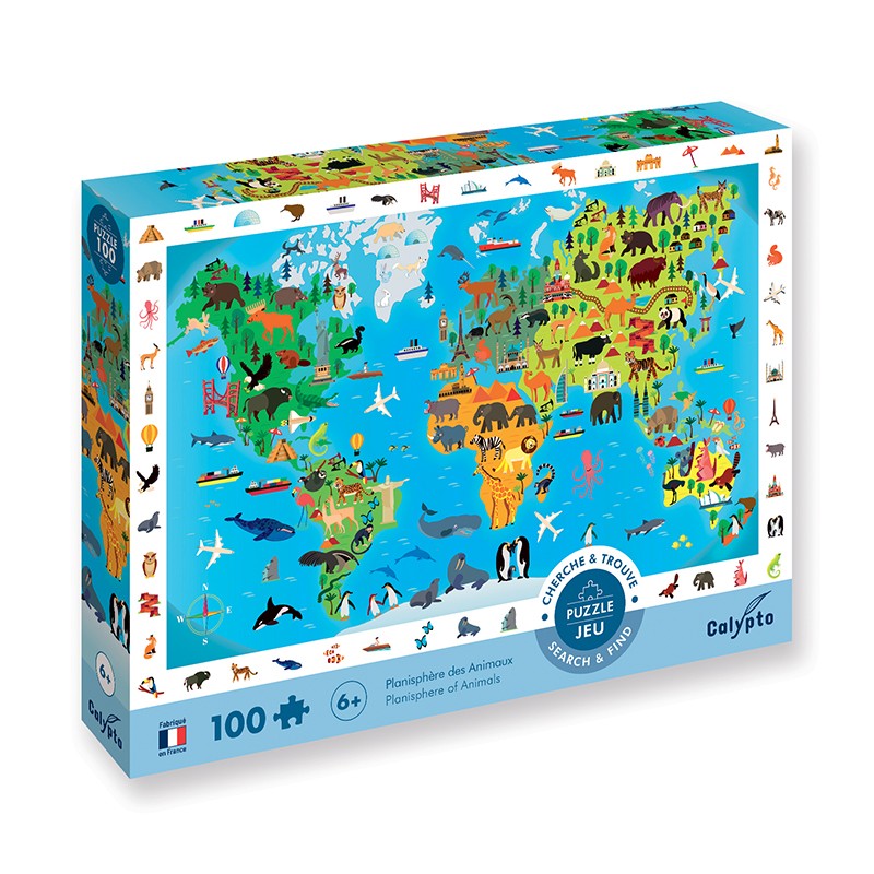 Sentosphere Calypto Puzzle 100pc Planisphere Des Animaux (Planisphere Of Animals)