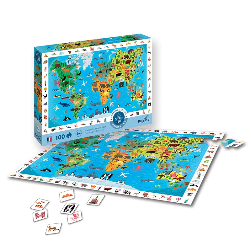 Sentosphere Calypto Puzzle 100pc Planisphere Des Animaux (Planisphere Of Animals)