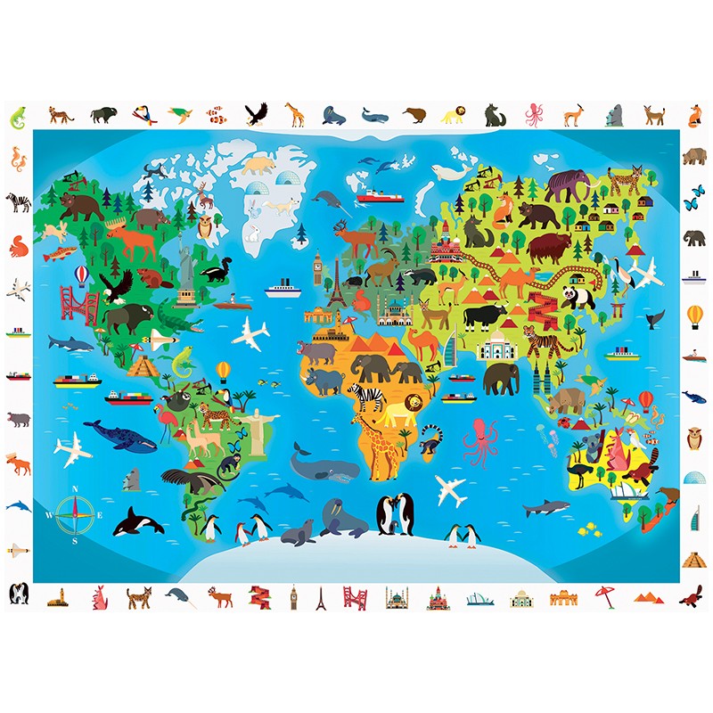 Sentosphere Calypto Puzzle 100pc Planisphere Des Animaux (Planisphere Of Animals)