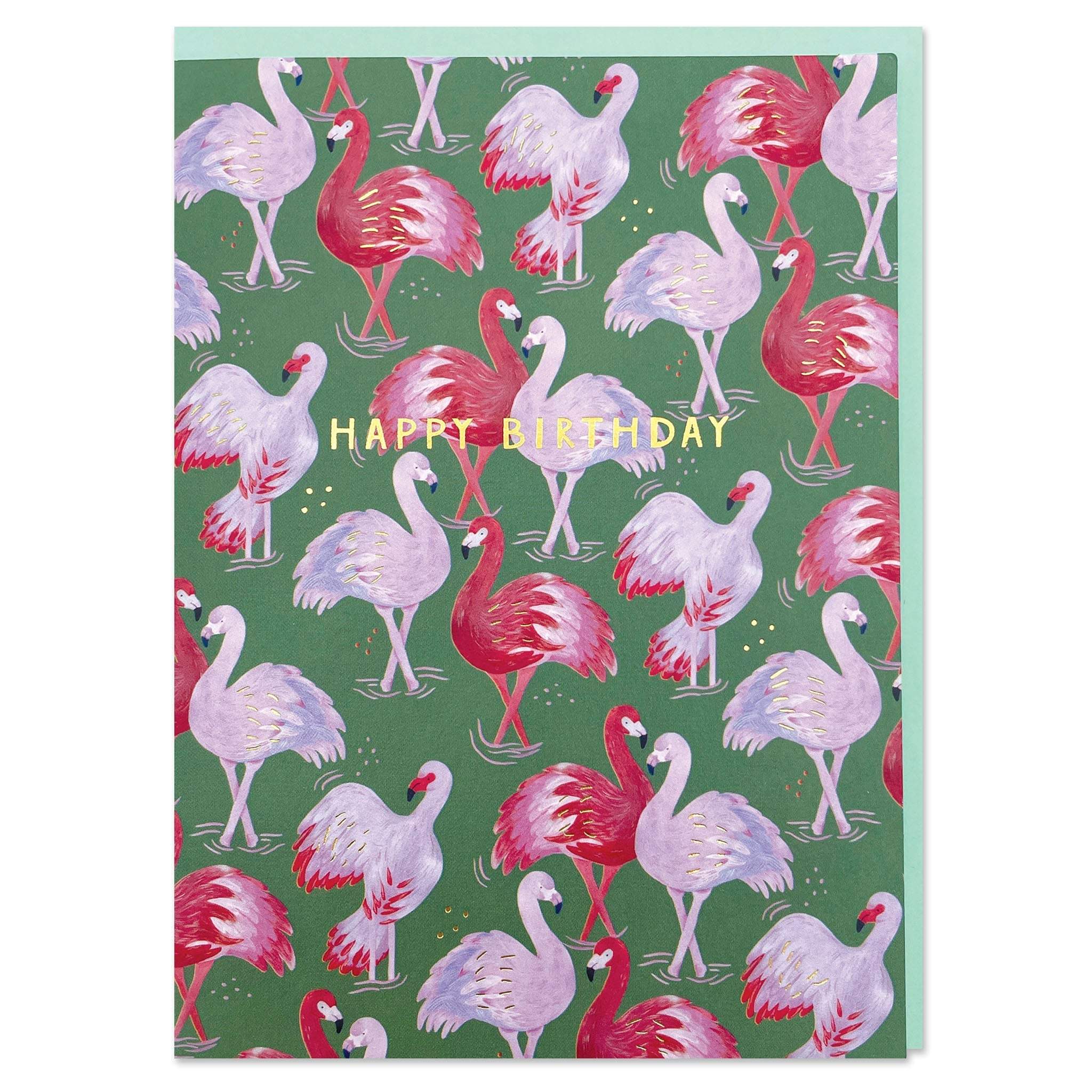 Raspberry Blossom Happy Birthday Flamingos