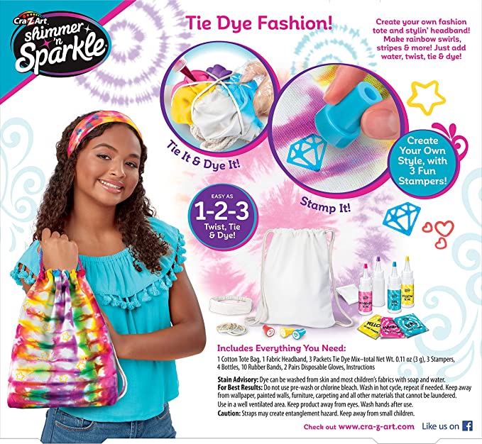 Cra-Z-Art Shimmer & Sparkle Tie Dye Fashion Tote & Headband Kit